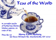 Teas of the World Value Pack of 14 samplers of Tea from Home Farm Herbery
