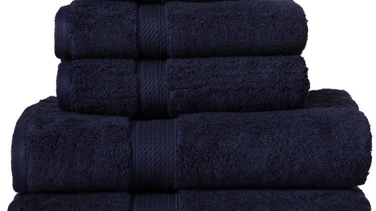 Bath Towel Set Navy Blue - 2x Bath Sheets, 1x Bath Mat, 1x Hand Towel