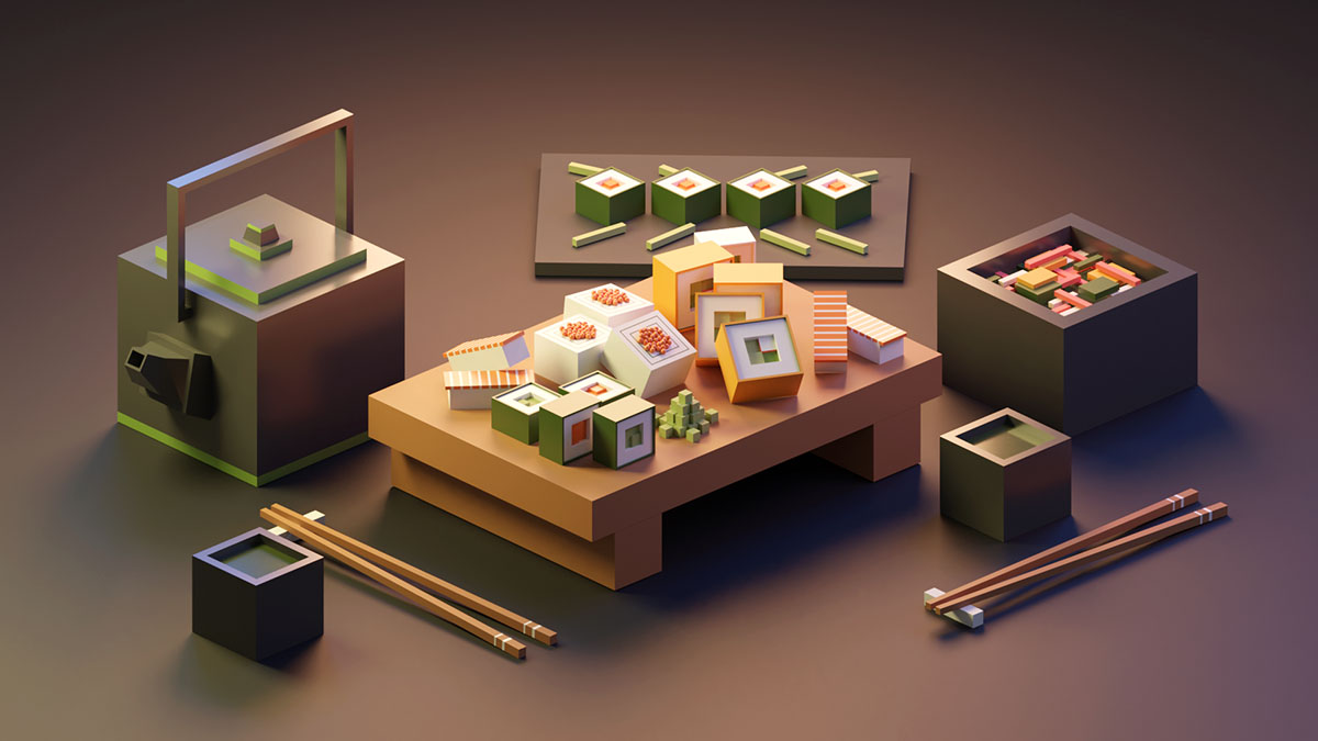 Sushi set by @fk_3d