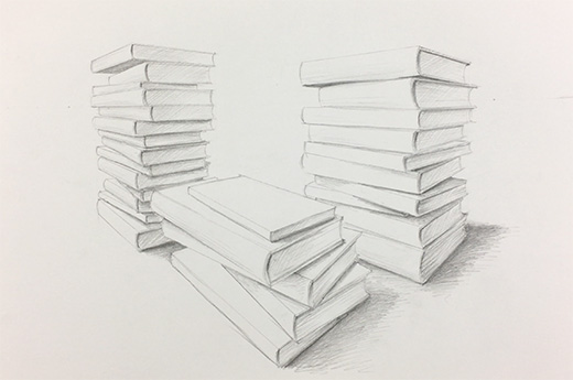 Stacks of books drawing