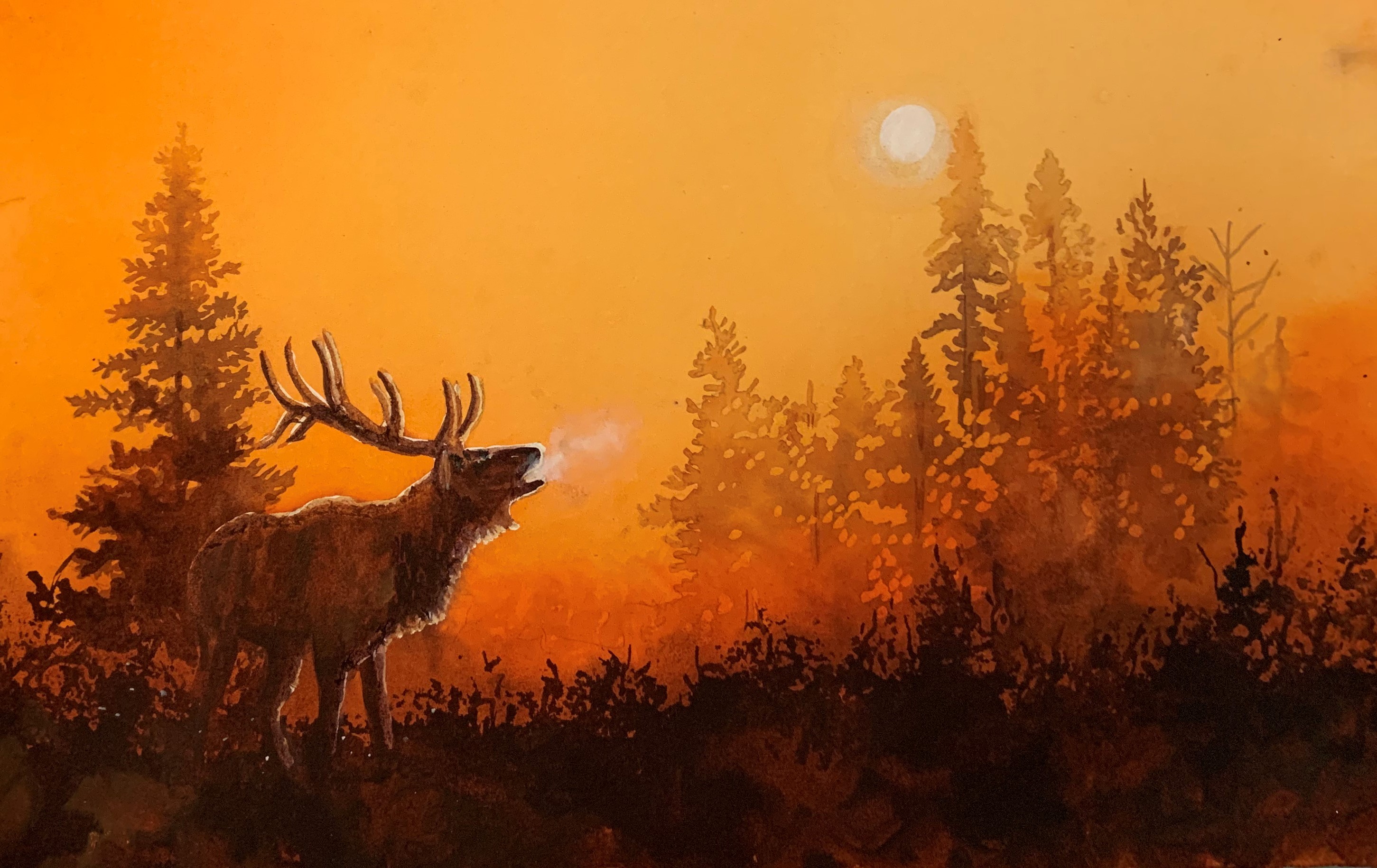Watercolor Silhouette Sunrise Landscape | Watson Watercolor Realism