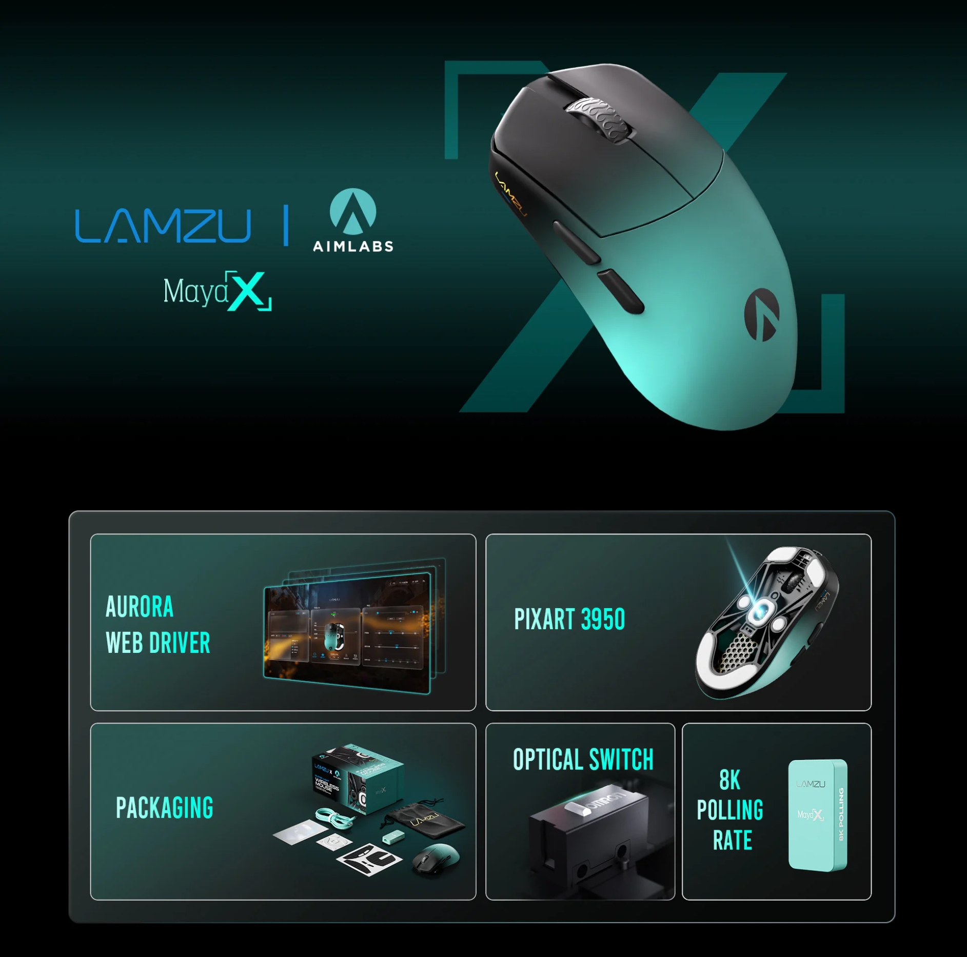 Lamzu Maya X Aimlabs Wireless Gaming Mouse - Micro Center