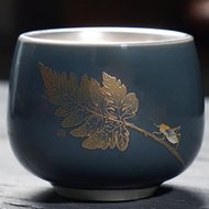 Ceramic Silver Tea Cup Handmade 999 Small Leaf Tea Bowl Chinese Tea Set Master Cups Teaware Drinkware from Various