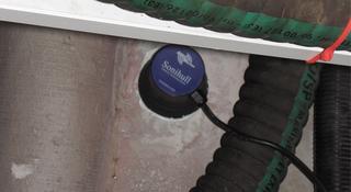 Transducer mounted to the hull.