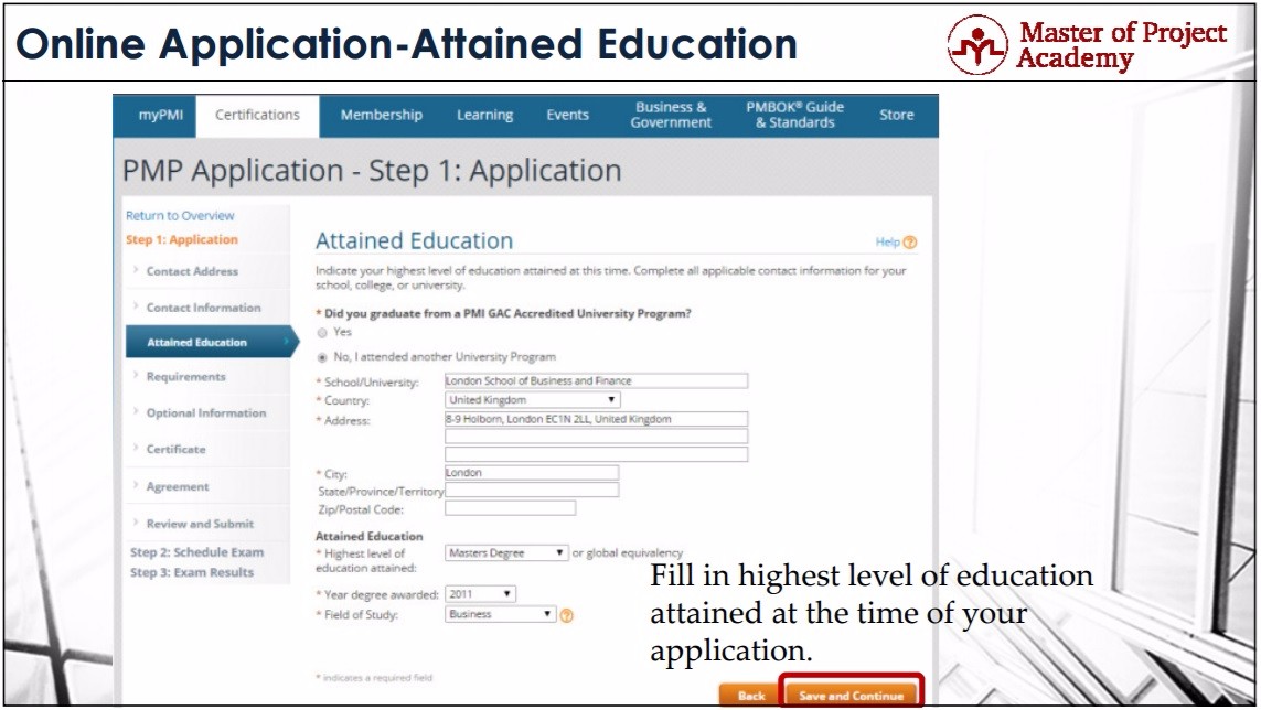 Sample Pmp Application Form Filled Pdf