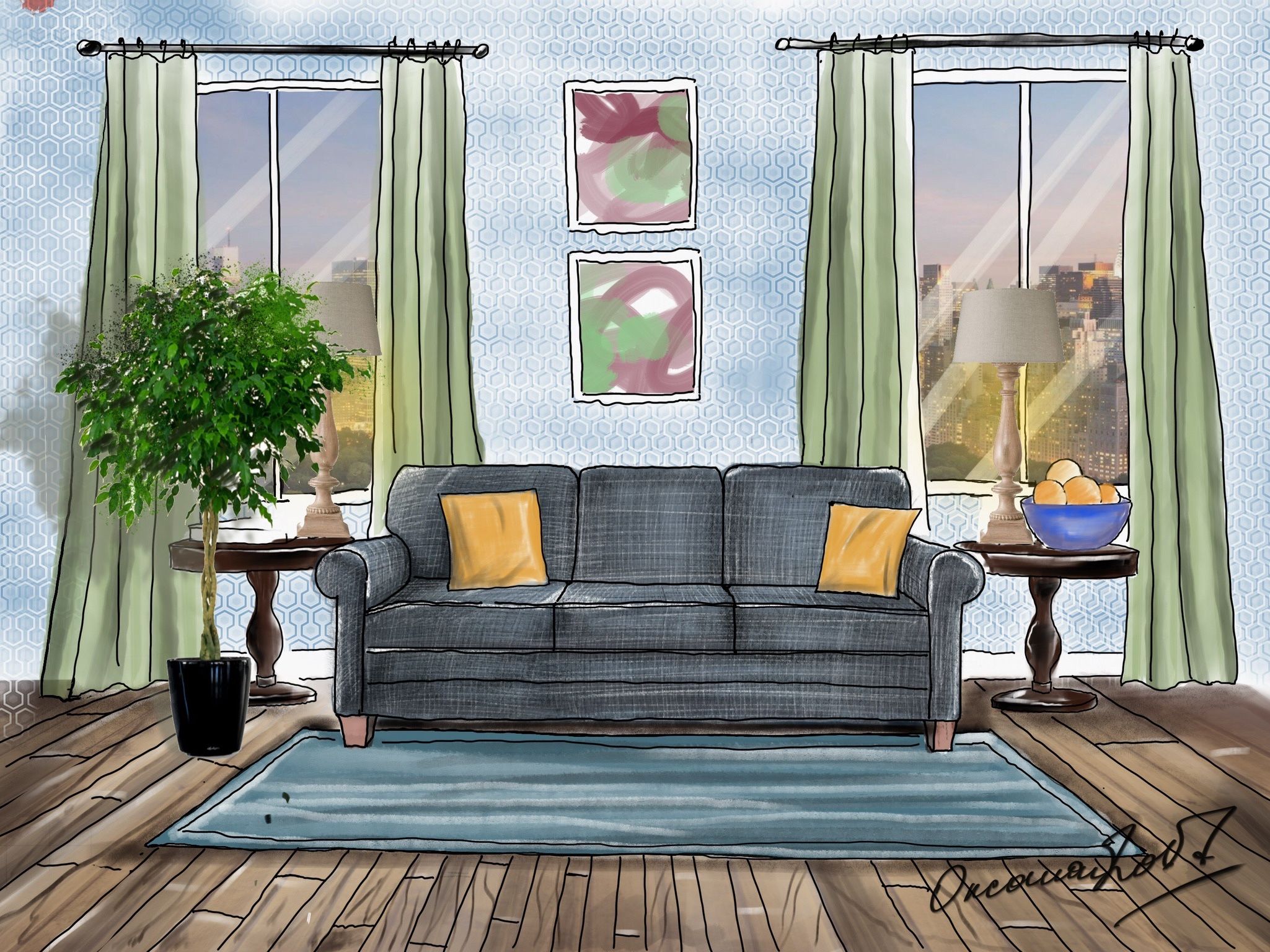 Procreate коллаж интерьера
