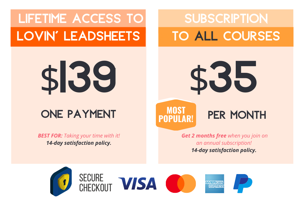 Lovin Leadsheets pricing - Piano Picnic