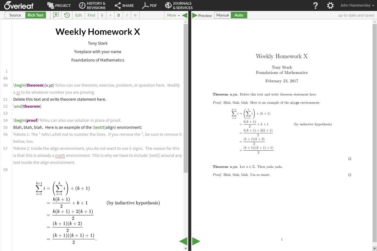 homework template overleaf