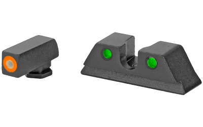 Meprolight USA Mepro Hyper-Bright Self-Illuminated Sights Fixed Tritium Orange Front, Green Rear Black Frame for Taurus G3c