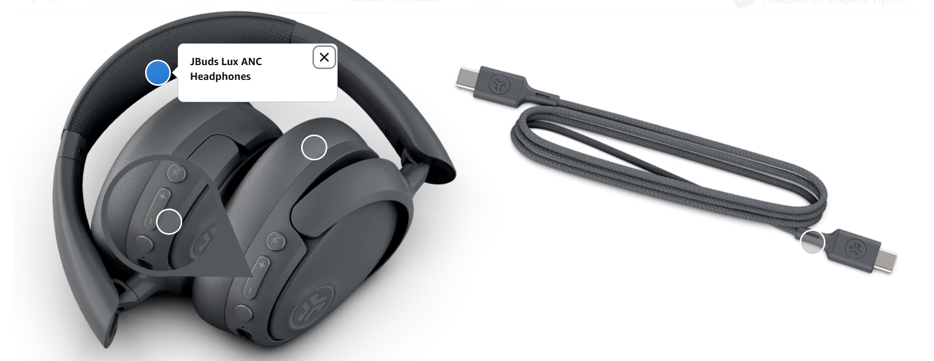 JLab JBuds Lux ANC Wireless Bluetooth Over Ear Headphones with