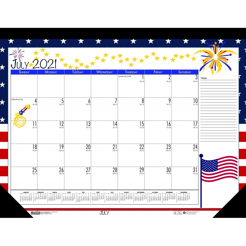 EcoTones HOD012540-21 House of Doolittle 2020-2021 Academic Desk Pad Calendar July Blue 18.5 x 13 Inches August