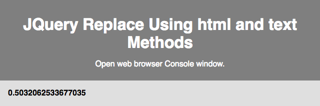 Web view Math.random with HTML markup using JQuery html method.