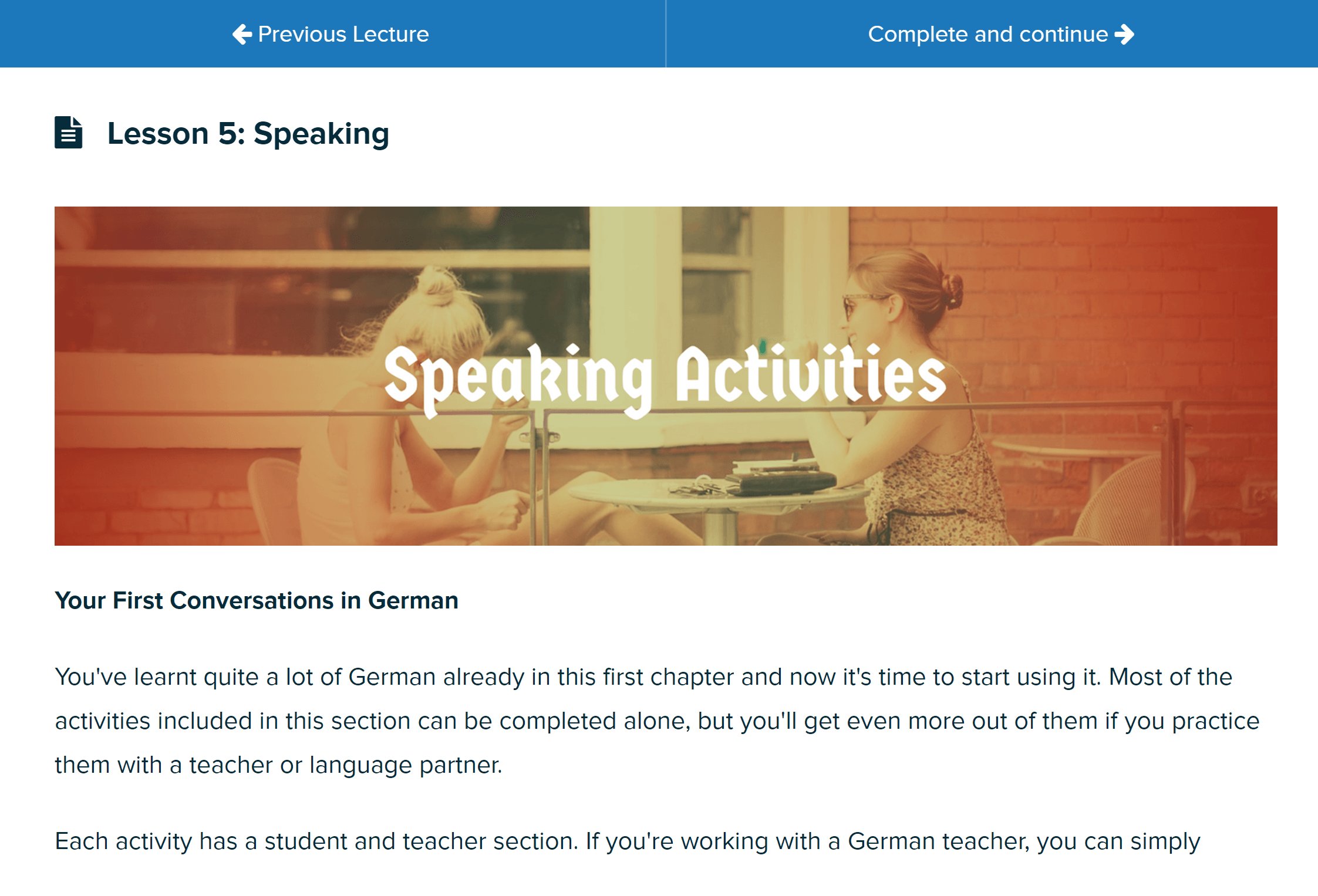 preview of the speaking area in german uncovered