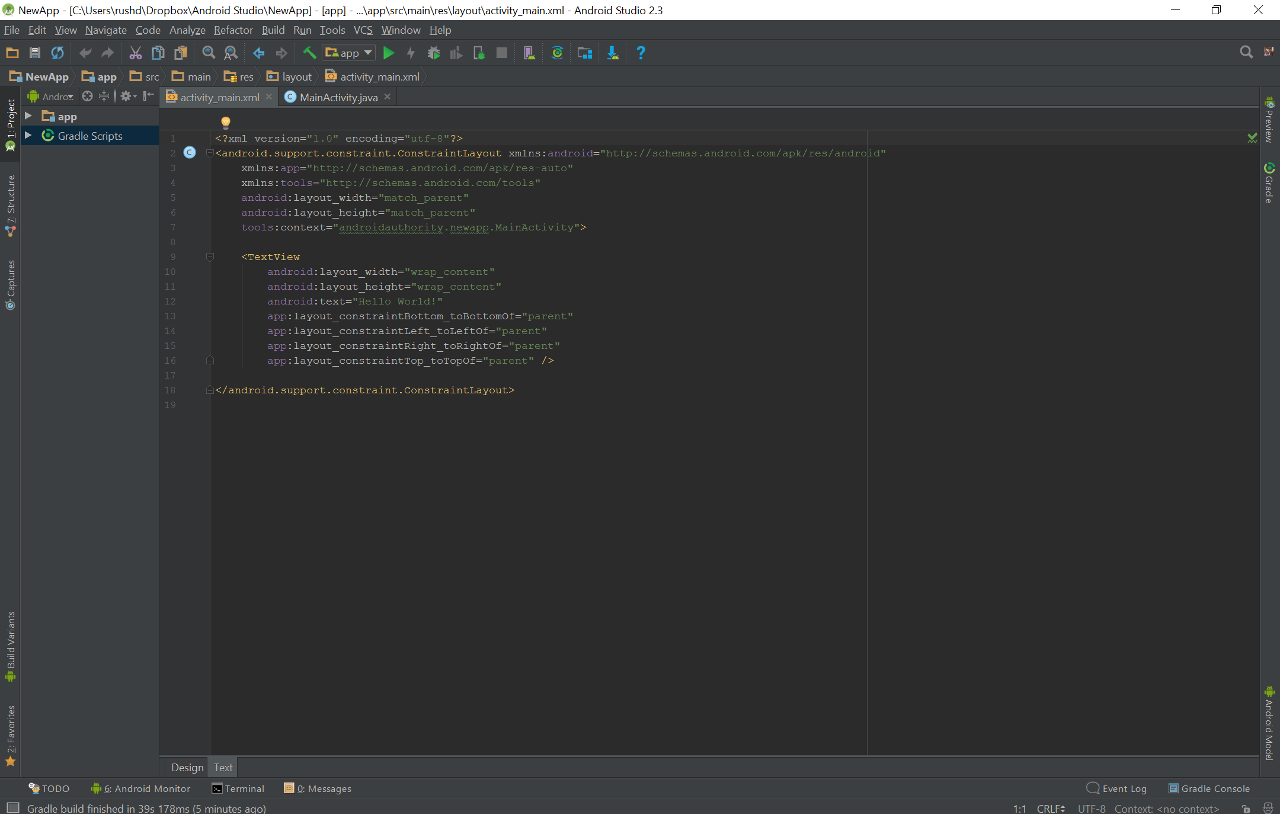 XML in Android Studio