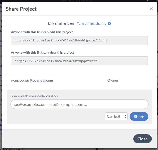Share project with links