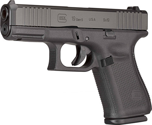 Glock UR19555FS G19 Gen5 Compact Rebuilt 9mm Luger 4.02 15+1 Black Polymer Frame Black nDLC Steel with Front Serrations Slide Black Interchangeable Backstrap Grip