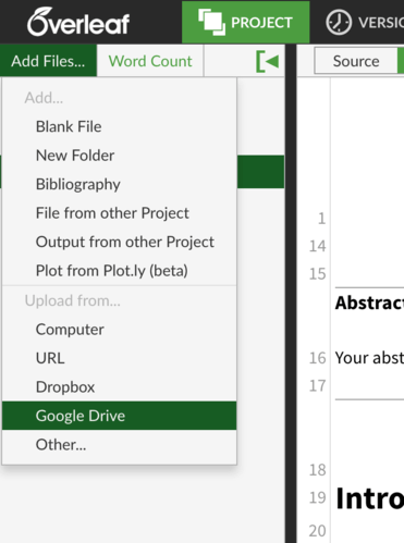 Overleaf upload screenshot