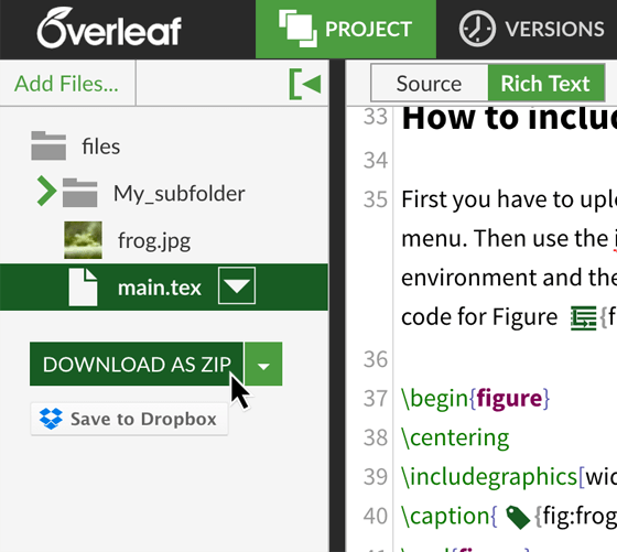 download tex file from overleaf