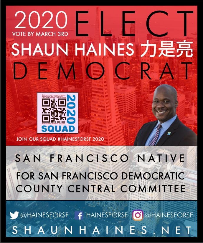 Shaun Haines for SF Democratic Central County Committee 2020 logo