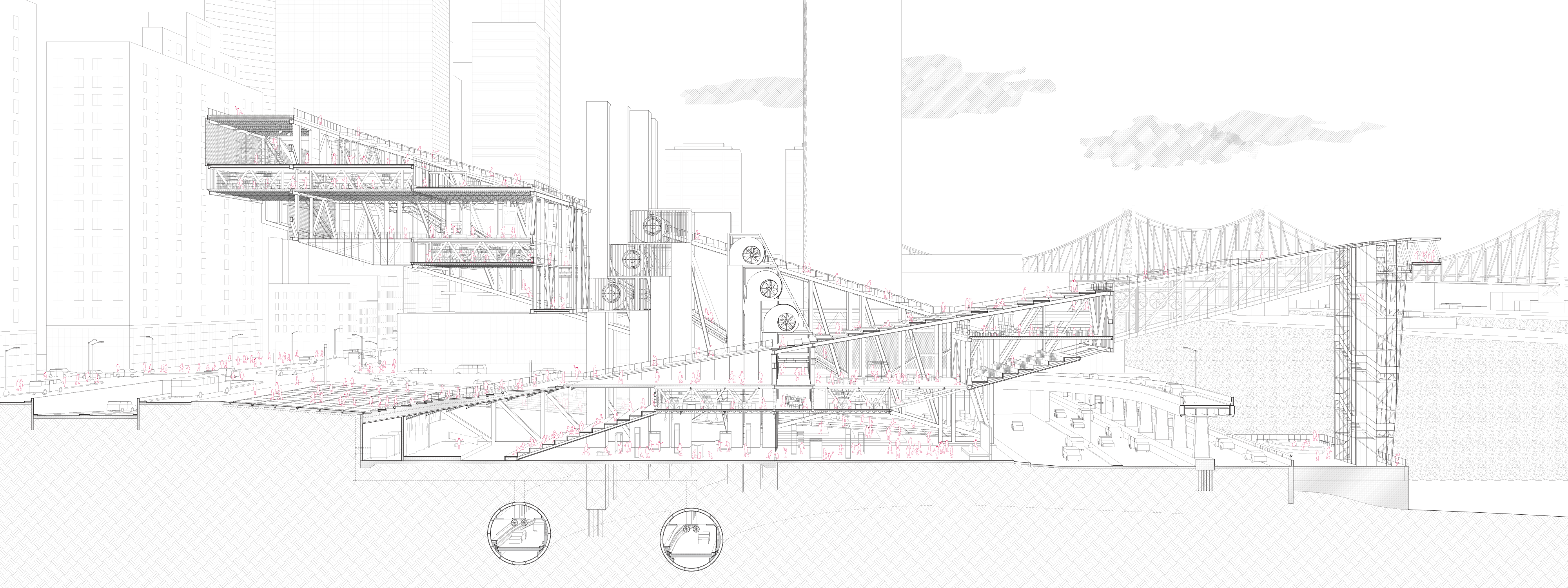 Longitudinal Section Perspective - Columbia GSAPP