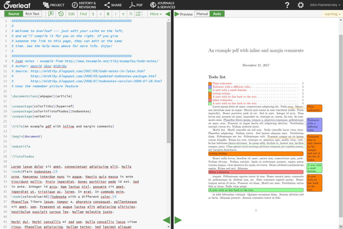 Add inline or margin comments to your PDF - Overleaf, Online LaTeX