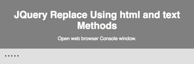 Web view for starting JQuery lab using html and text methods to update interactively updating element inside using html method.