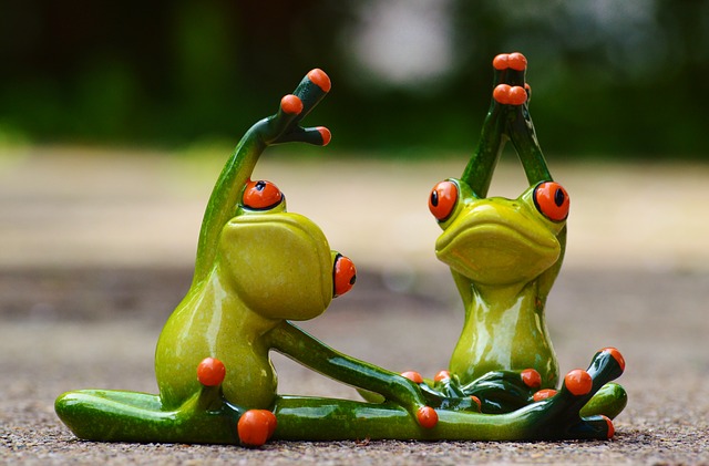 Ornamental frogs stretching