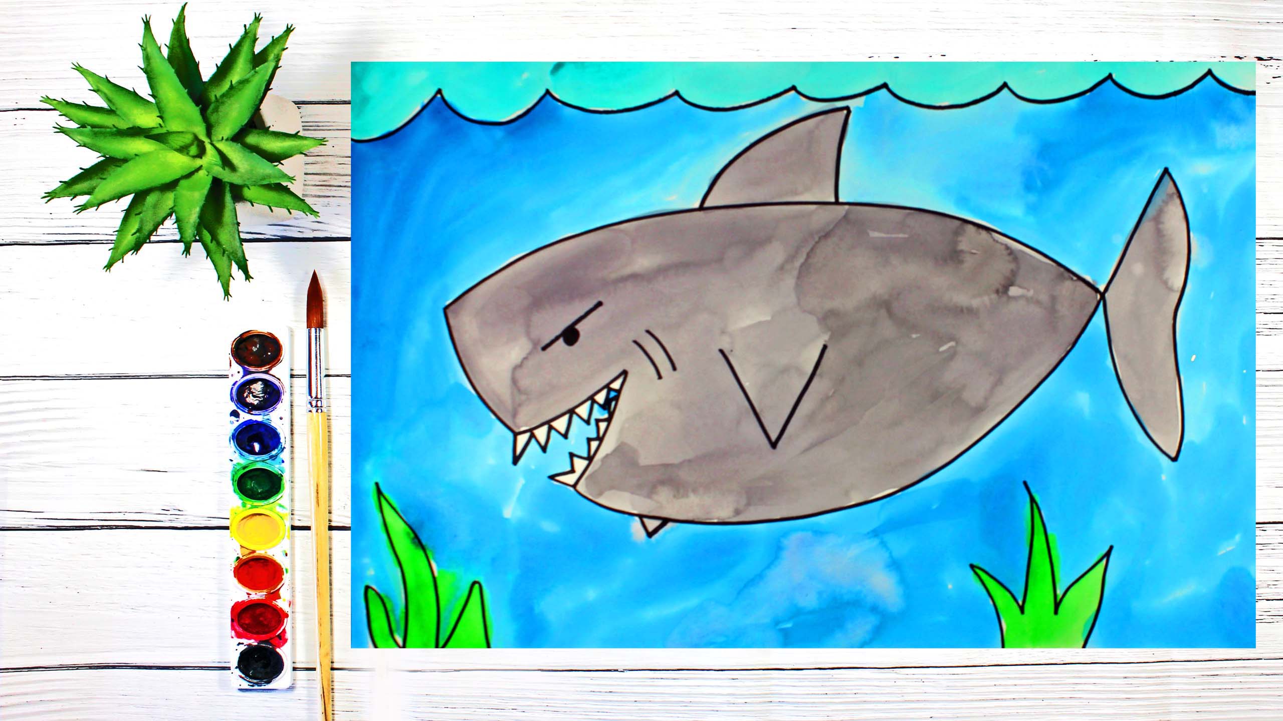 How To Draw A Great White Shark Step By Step For Kids