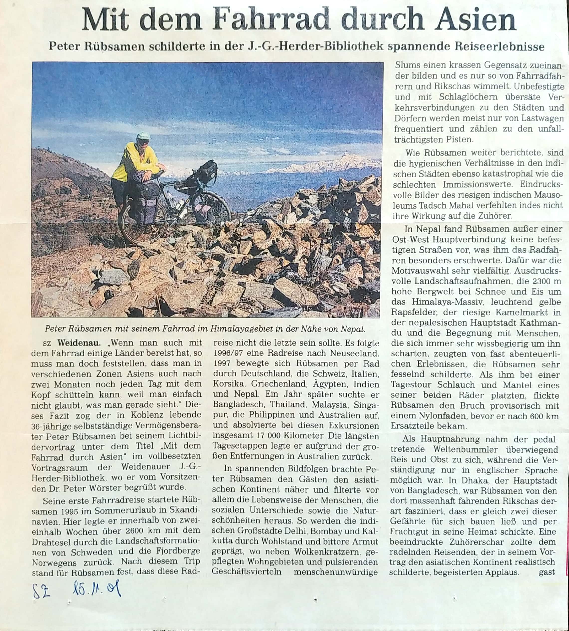 bicycle tours in Nepal in the Himalayas