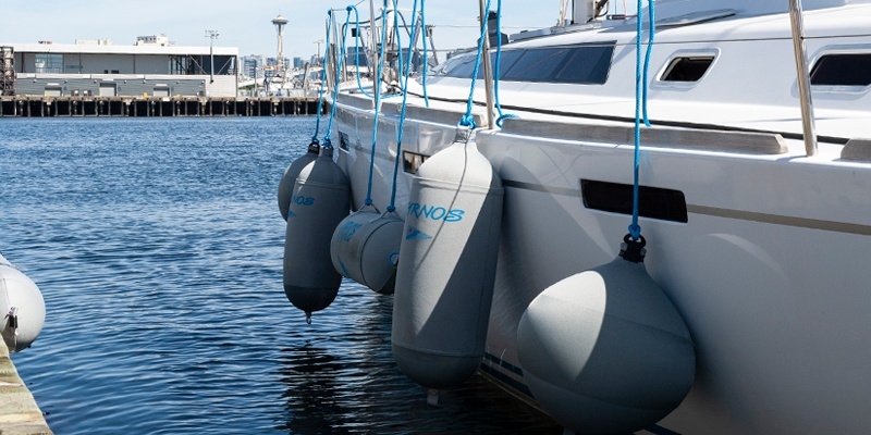 Custom Fendertex fenders on sailboat