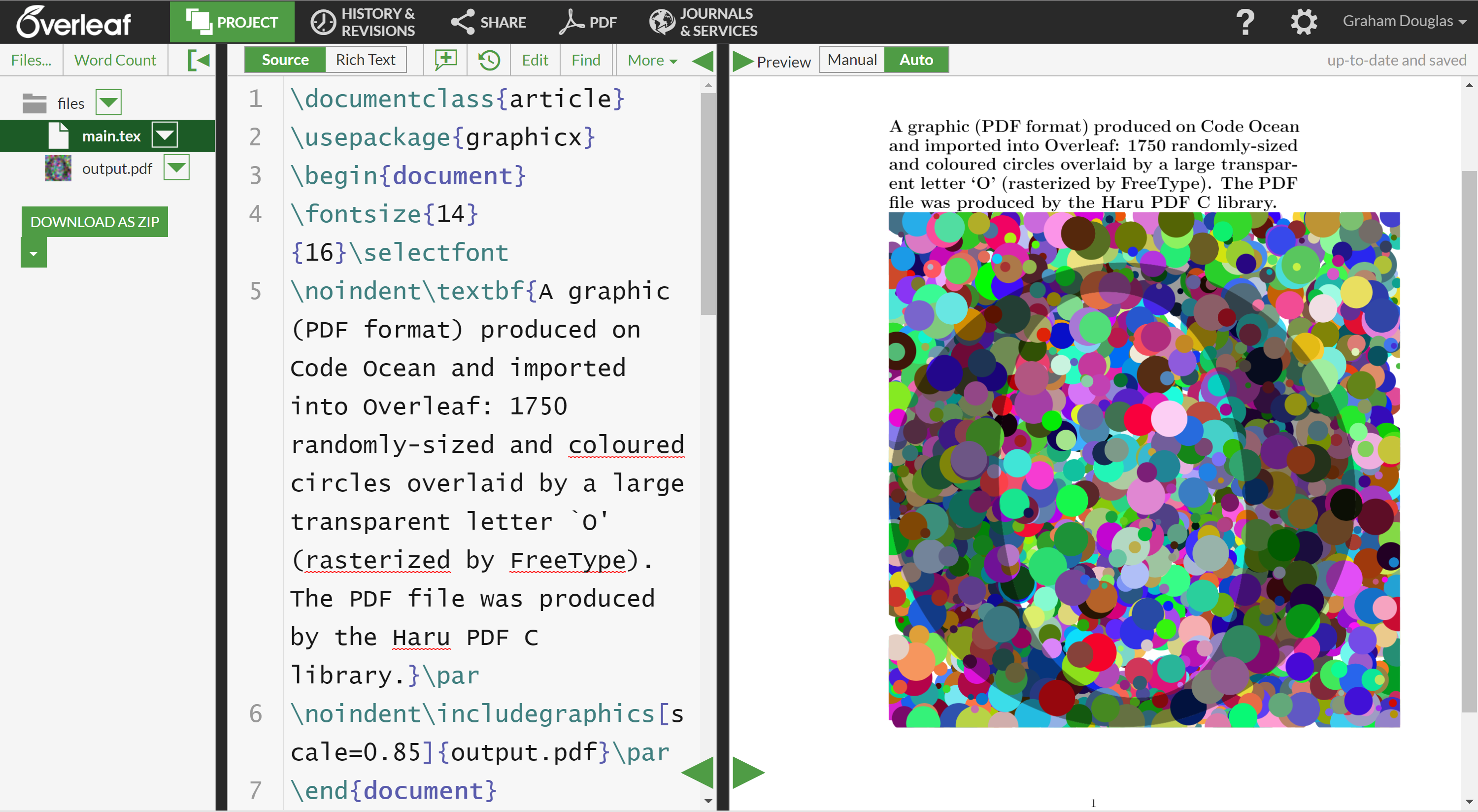 Code Ocean output in an Overleaf project