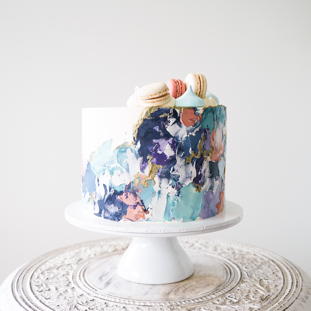 Brushstroke Layer Cake - Baking with Aimee.