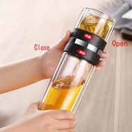 Bouble Glass Water Bottle With Tea Filter Tea Water Separation Glass Bottles Creative Spin Splitter Leakproof from ONEISALL