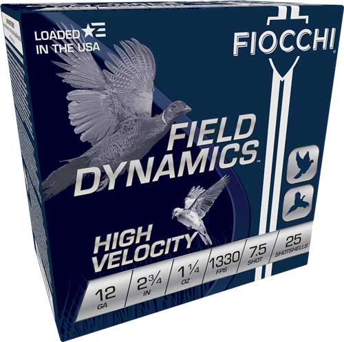 Fiocchi 12HV75 Field Dynamics High Velocity 12Gauge 2.75″ 1 1/4oz 7.5Shot 25 Per Box/10 Case