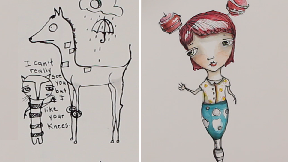 Product image for BUNDLE COURSES: Character Drawing and Watercolor Absurdity with Sunny Carvalho