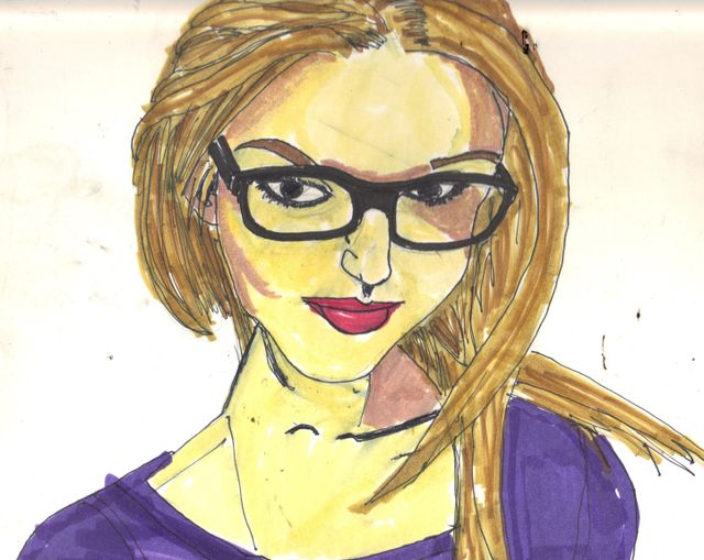 image: WOMAN IN GLASSES. INDIA INK. $5.00