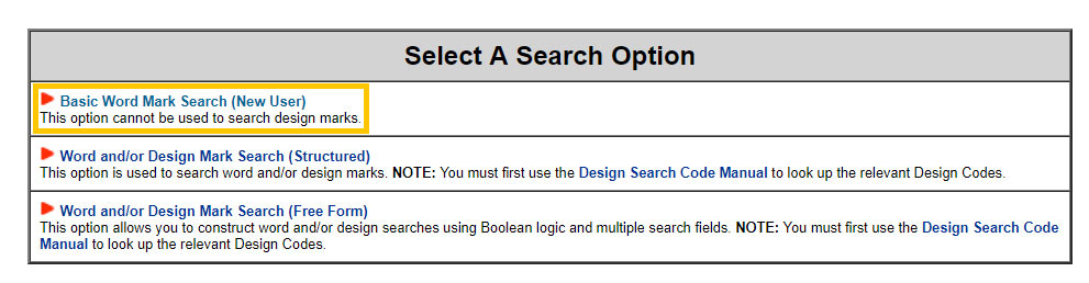 Click Basic Word Mark Search (New User)