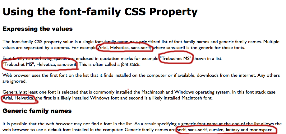 Font names displayed in sample file.