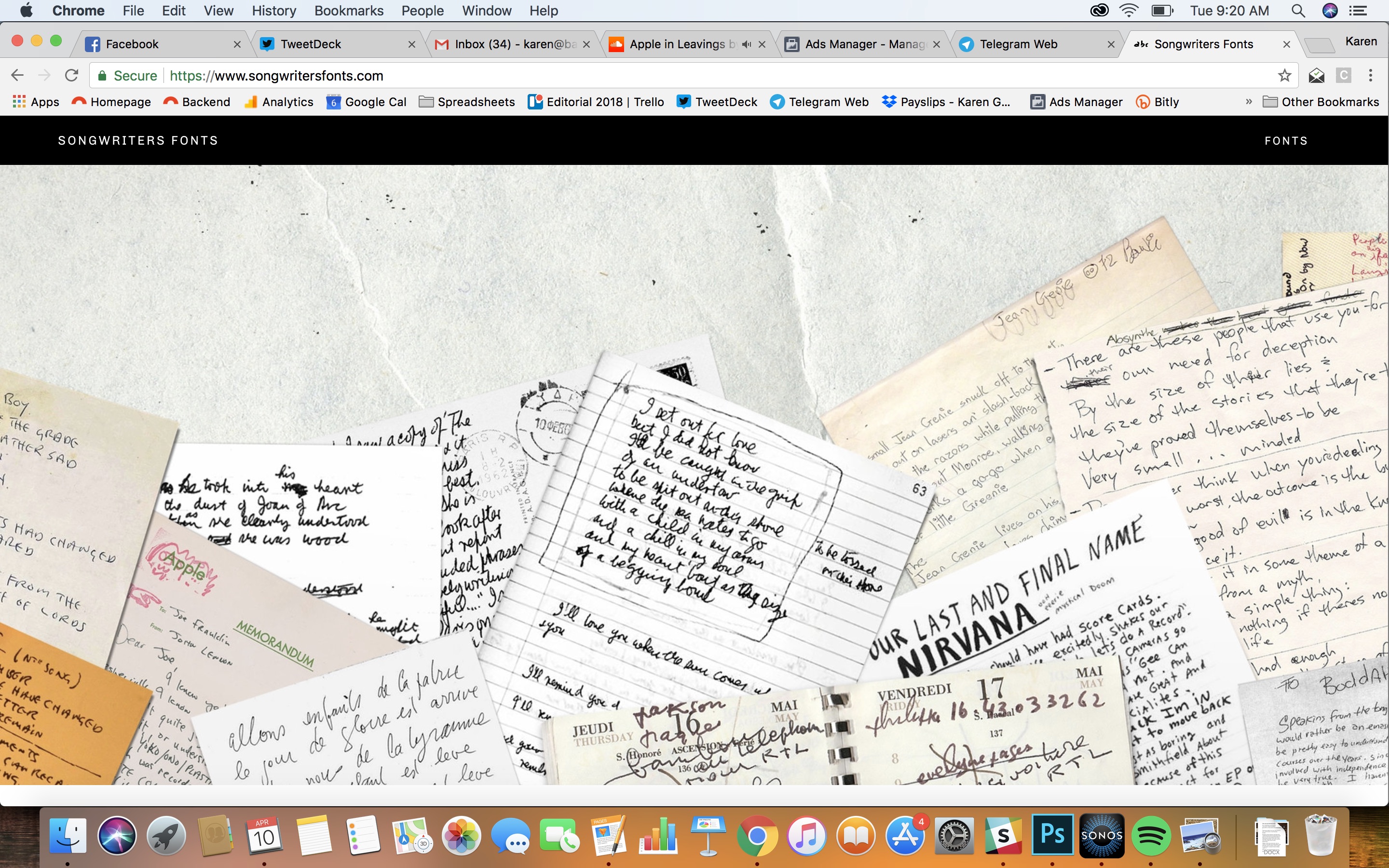 The handwriting of David Bowie, Kurt Cobain, Leonard Cohen and more have been turned into fonts