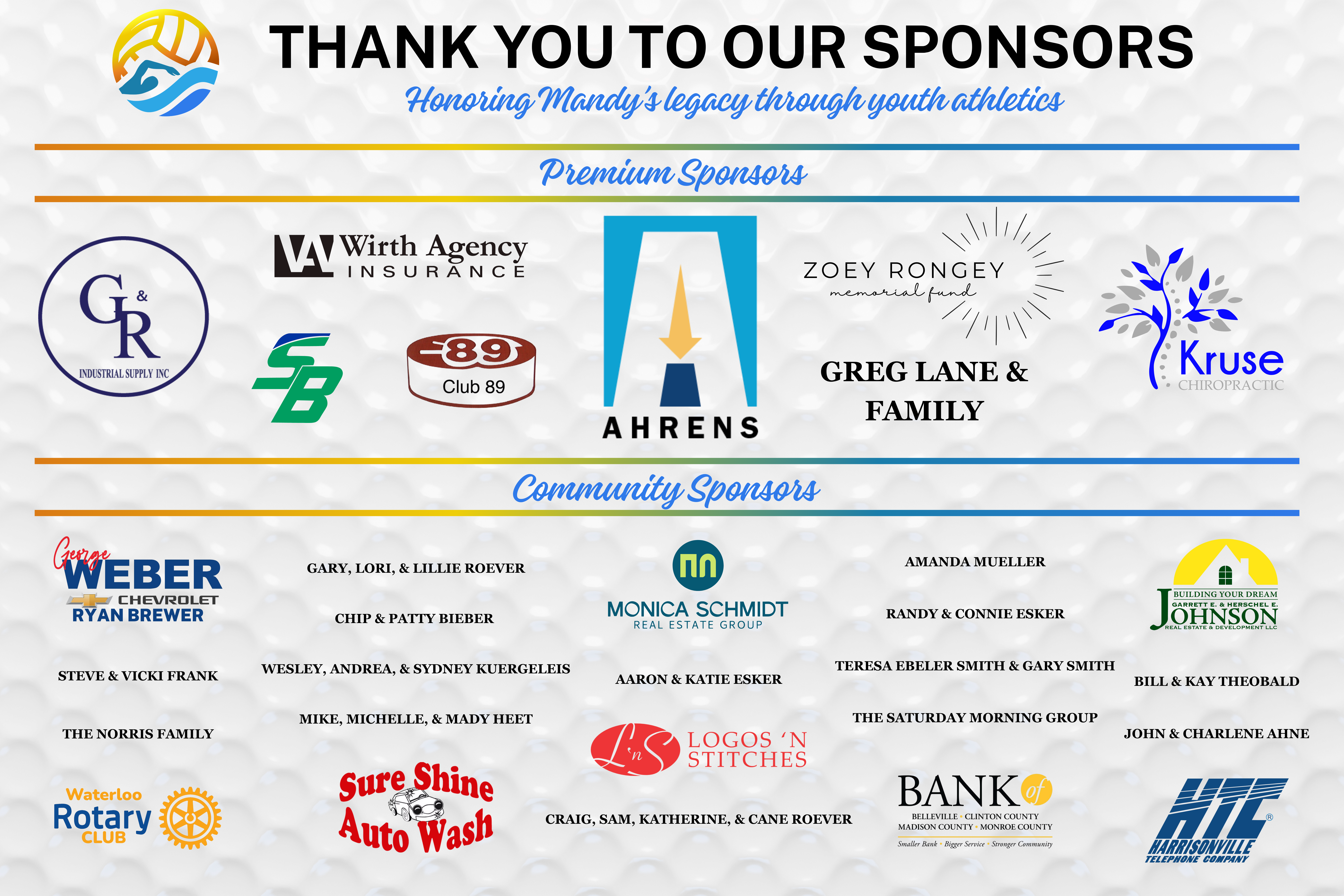 Mandy Ebeler Foundation tournament sponsors