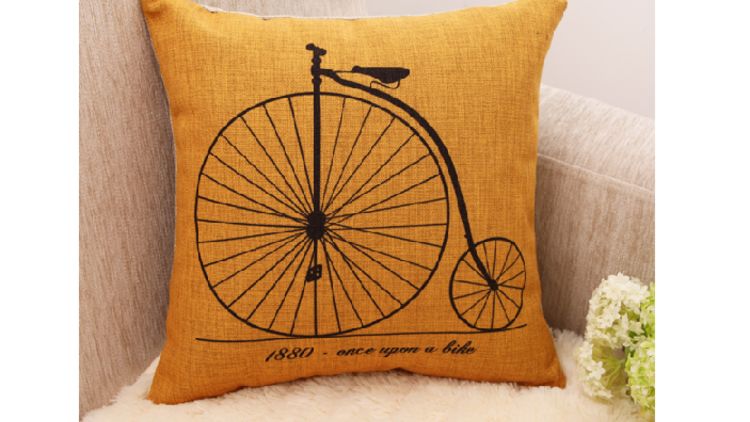 Linen Vintage Bicycle Cushion Cover