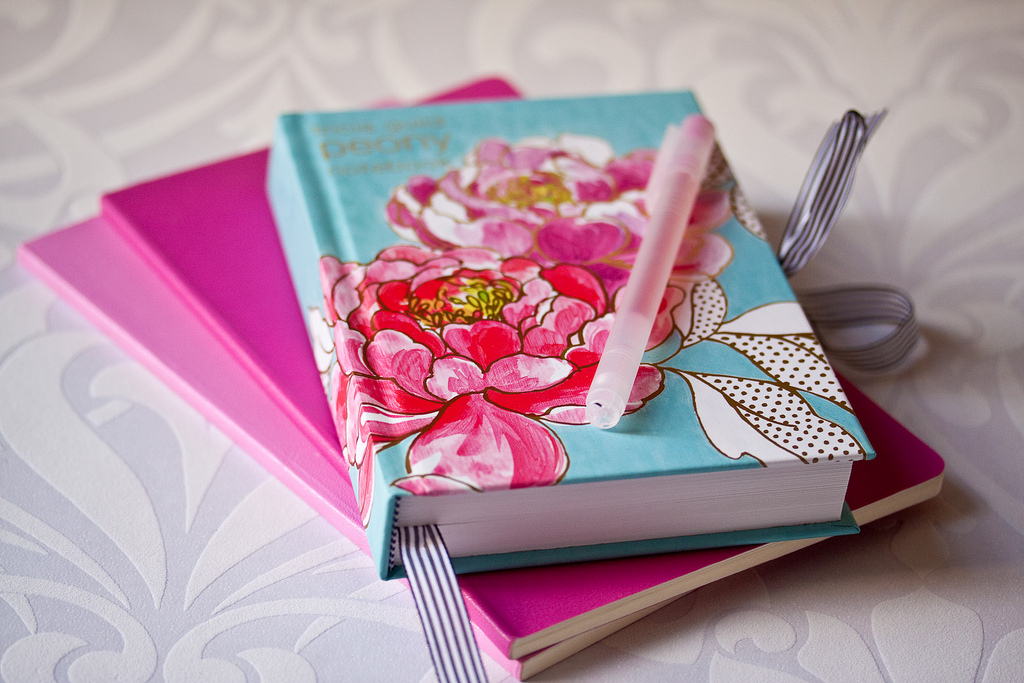 pretty pink peony journals