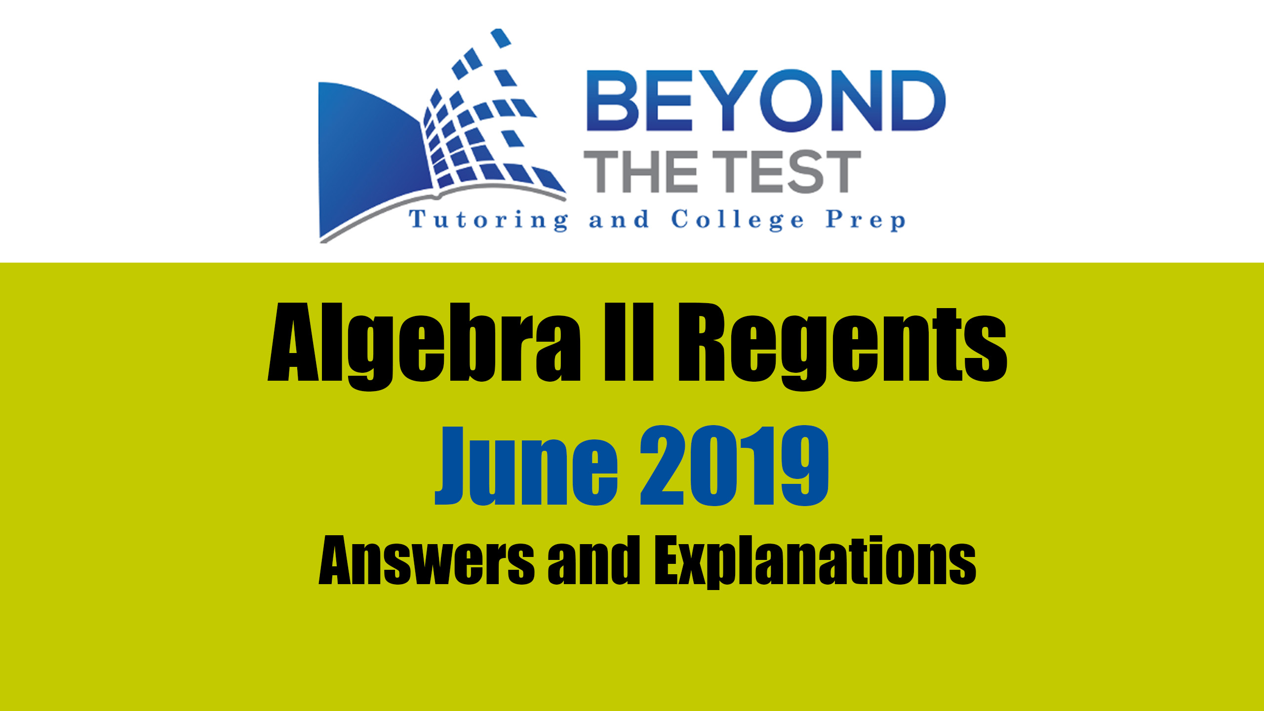 Algebra II June 2019 Regents Answers Beyond The Test