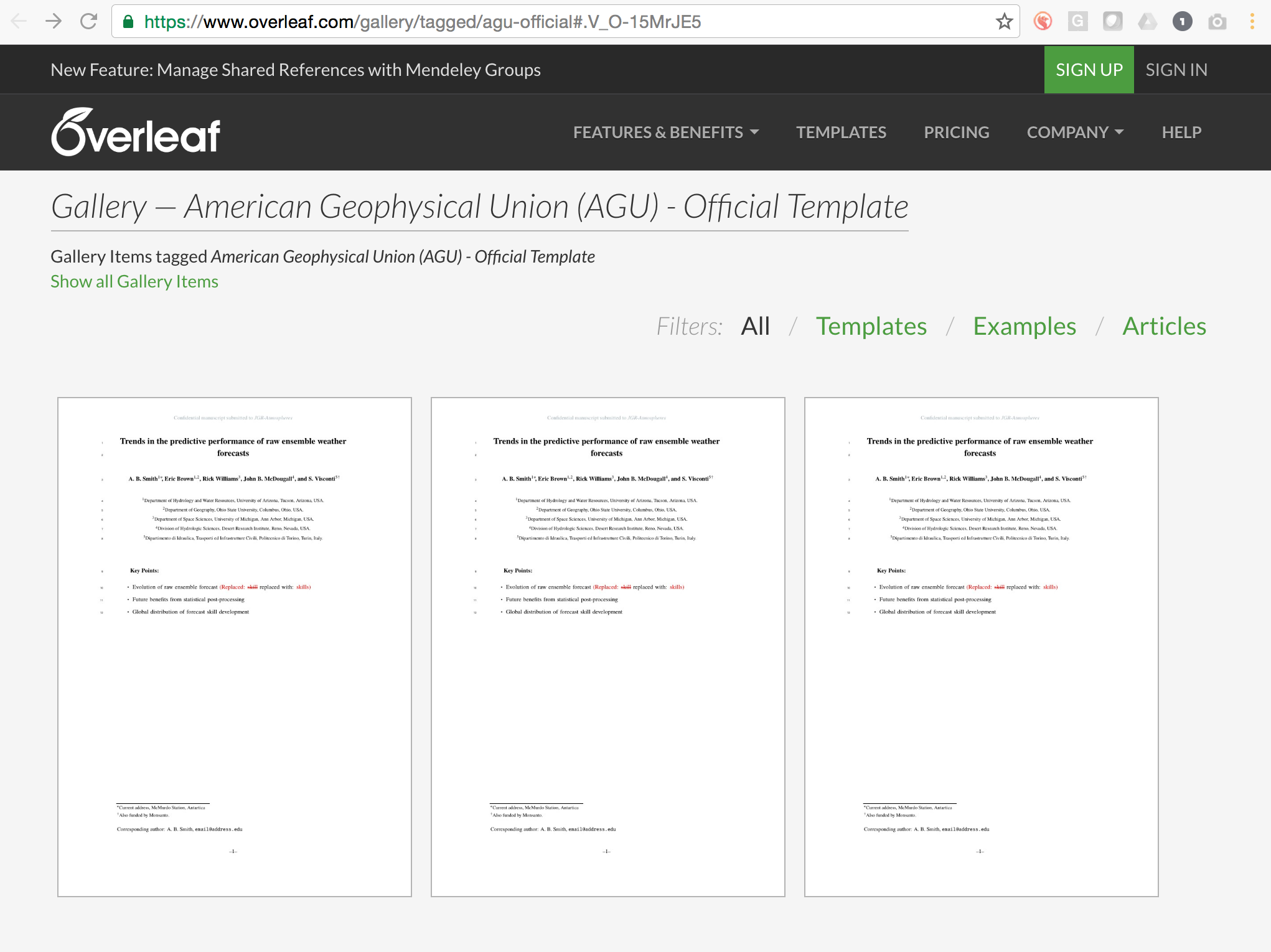 The new AGU LaTeX Templates in Overleaf