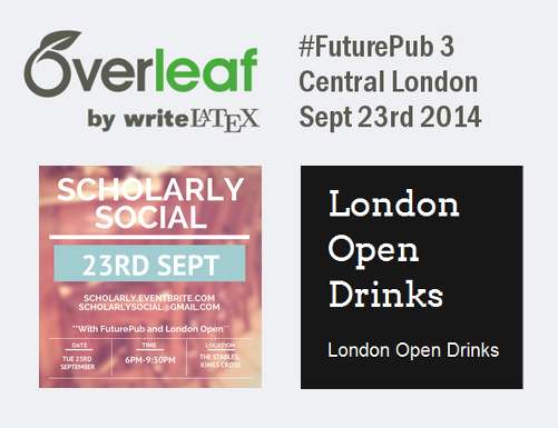 Overleaf writelatex futurepub scholarly social london open drinks event logo Sept 23rd