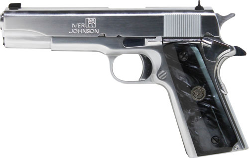 Iver Johnson Firearms IVER JOHNSON 1911A1 .38 SUPER 5" FS 8RD CHROME BLACK PEARL