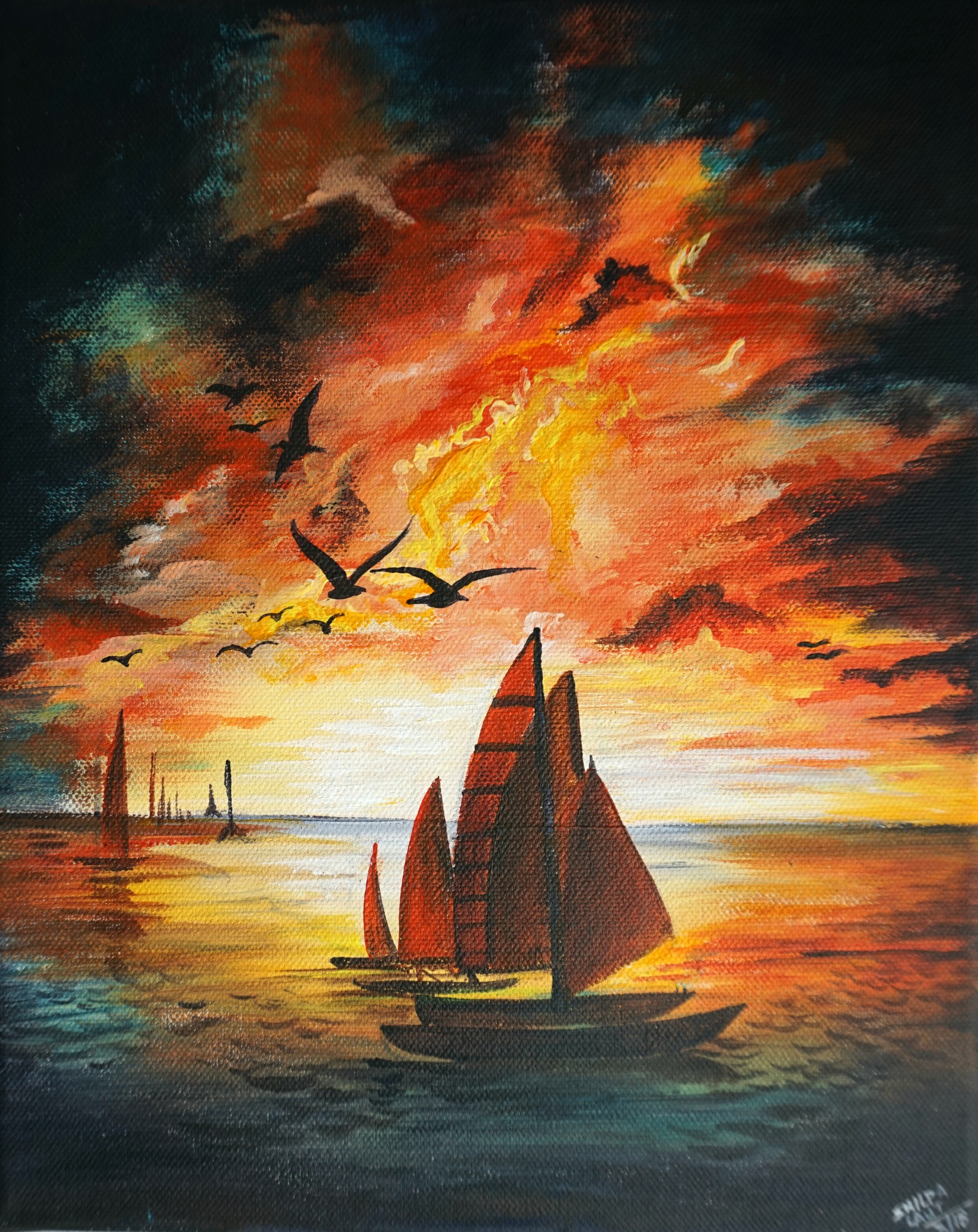 Shilpa Lalit - HOW TO PAINT TWO BEAUTIFUL SUNSET ACRYLIC PAINTINGS ...