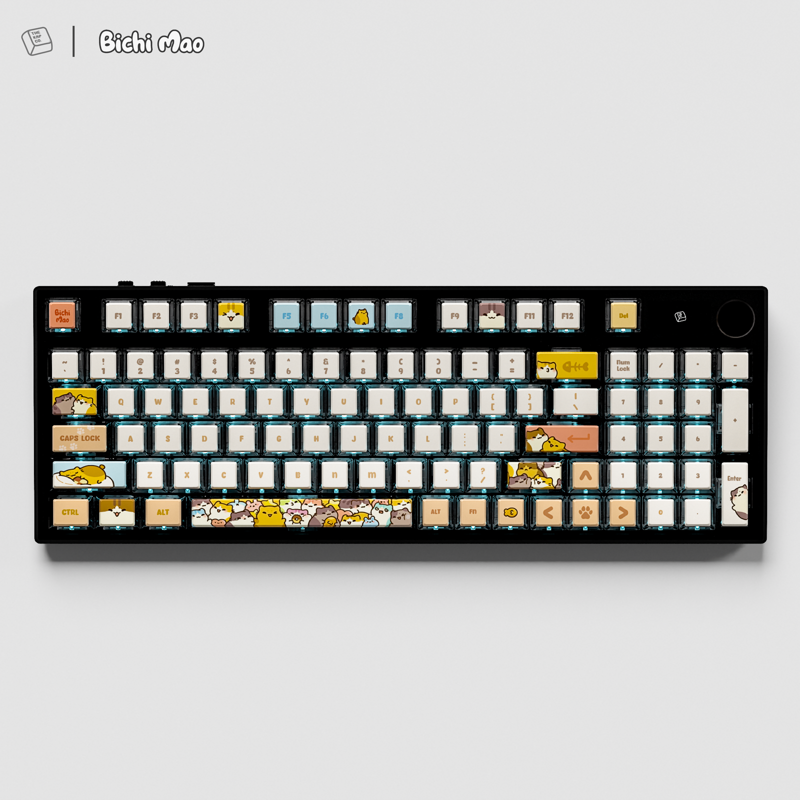 The KapCo X Secondfloorneko Black Catto Keycaps, PC PBT ASA