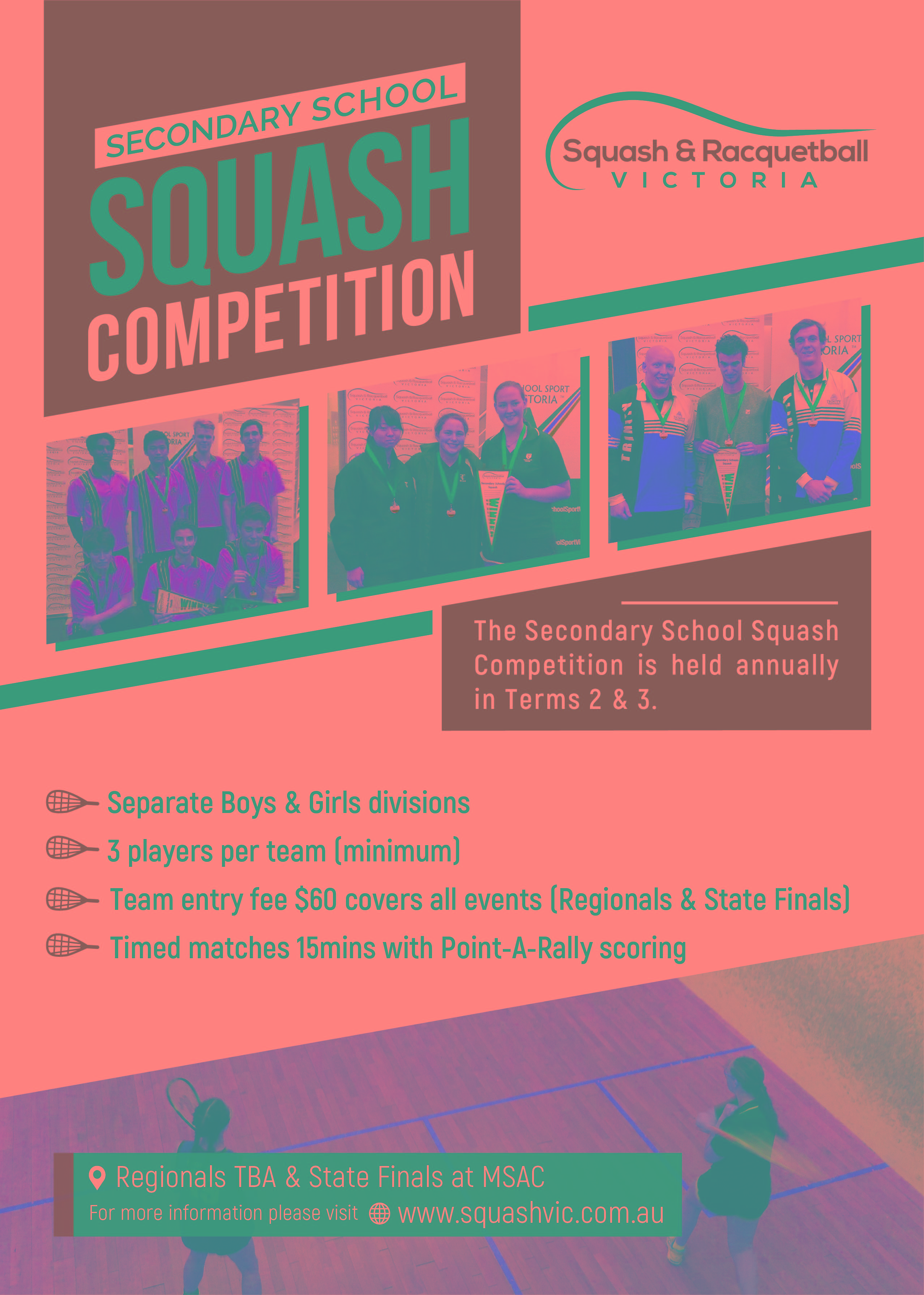 Entries now open for the 2018 Secondary School Squash Competition