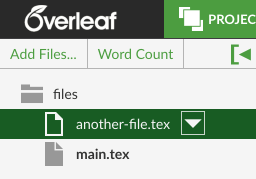 Overleaf files edit screenshot